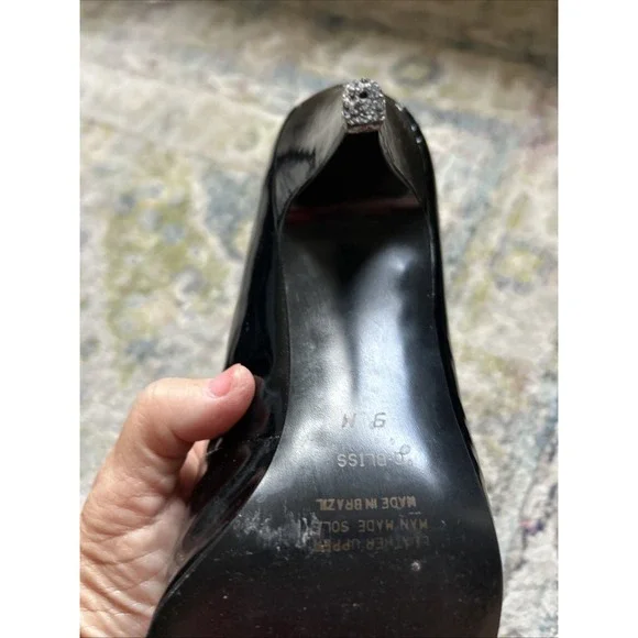 9 West Bliss black patent leather heels size 9 Vintage 80s And 90s Vibe C Pics - Picture 8 of 8